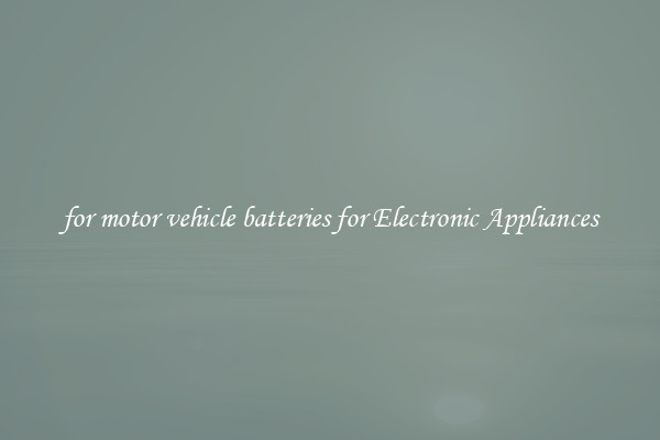 for motor vehicle batteries for Electronic Appliances