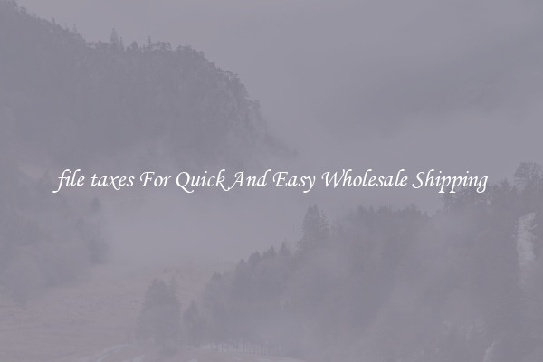 file taxes For Quick And Easy Wholesale Shipping